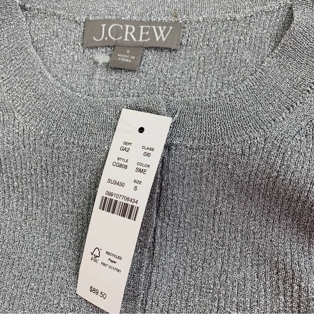 J Crew‎ NWT long sleeve Ribbed henley sweater with Lurex® metallic threads